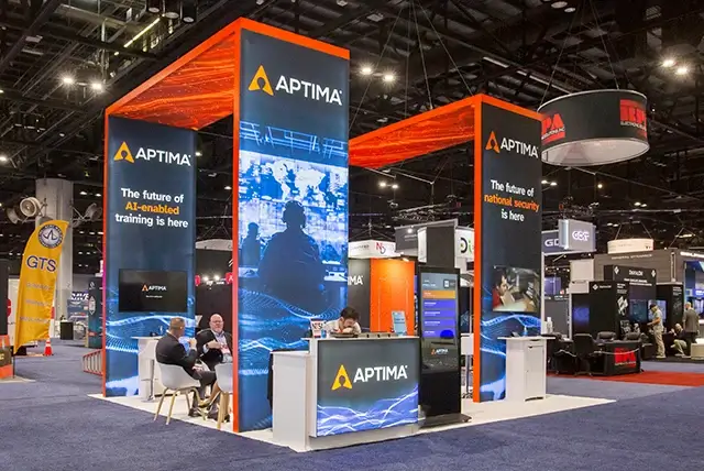 20x20 Trade Show Booth for Aptima at I/ITSEC, Designed and Built by Exponents in Orlando, FL
