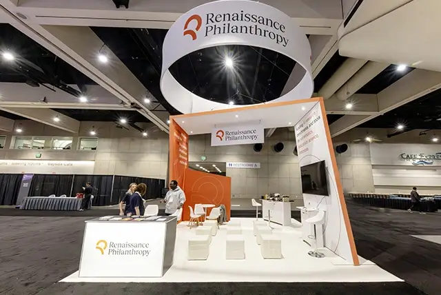 20x20 Trade Show Exhibit for Renaissance Philanthropy Fund at NeurIPS, Designed and Built by Exponents in San Diego, CA