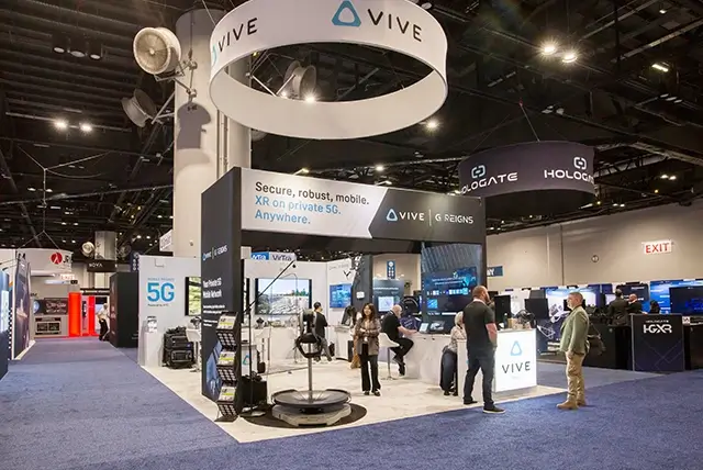 20x30 Exhibit Rental for HTC Vive at I/ITSEC, Designed and Built by Exponents in Orlando, FL