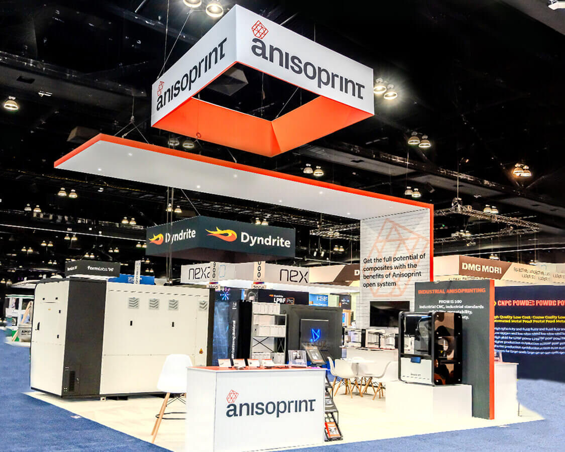 20x30 Trade Show Booth Rental for Anisoprint at Rapid + TCT Show 2024, Los Angeles, CA