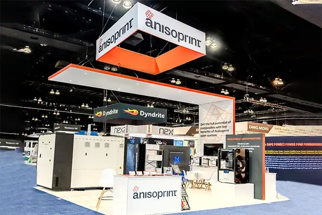 20x30 Trade Show Booth Rental for Anisoprint at Rapid + TCT Show 2024, Los Angeles, CA