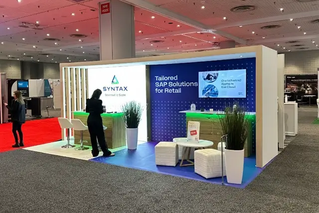 10x20 Trade show booth for Syntax at NRF, Designed and Built by Exponents in New York, NY