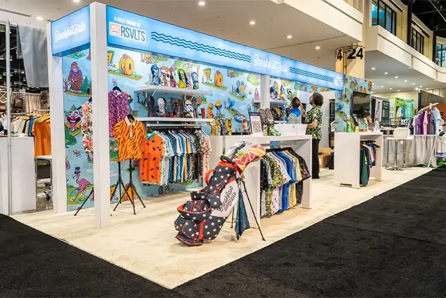 10x30 Trade Show Booth for RSVLTS at PGA, Designed and Built by Exponents in Orlando, FL