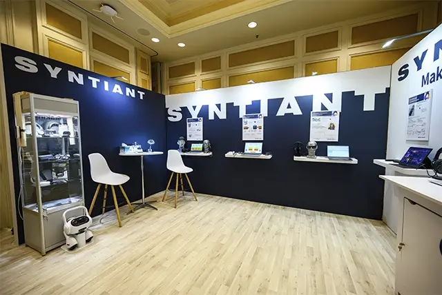 20x20 Trade Show Booth for Syntiant at CES, Designed and Built by Exponents in Las Vegas, NV
