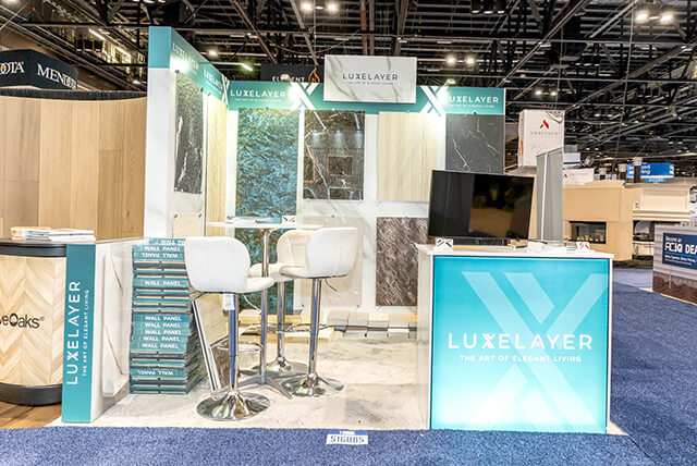 10x10 Trade Show Display for LuxeLayer Inc at IBS, Designed and Built by Exponents in Las Vegas