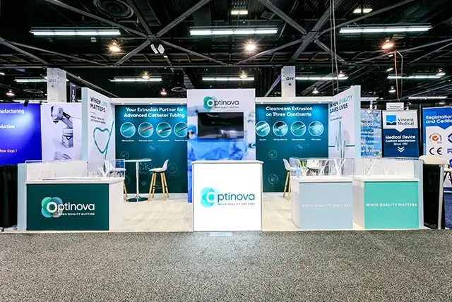 10x20 Trade Show Booth Rental for Optinova at MD&M West, Designed and Built by Exponents in Anaheim