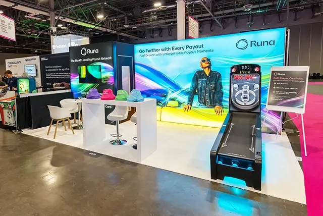 10x20 Trade Show Display Rental for Runa Inc at Money 20/20, Designed and Built by Exponents in Las Vegas