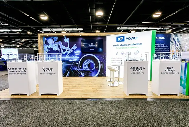 10x20 Trade Show Display Rental for XP Power at MD&M West, Designed and Built by Exponents in Anaheim