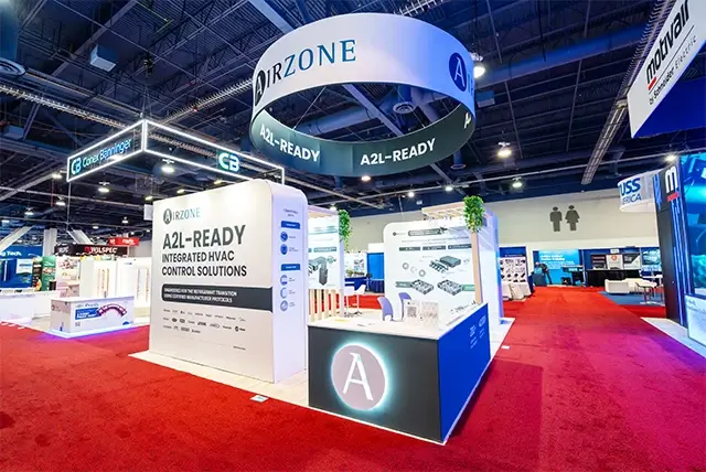 20x20 Trade Show Booth for Airzone at AHR Expo, Designed and Built by Exponents in Las Vegas
