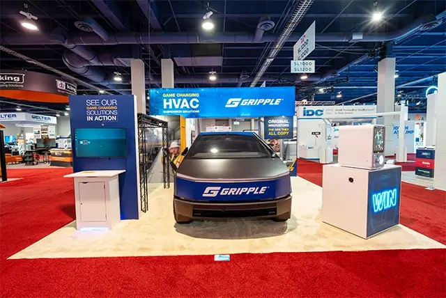 20x20 Trade Show Booth for Gripple Inc at AHR Expo, Designed and Built by Exponents in Las Vegas
