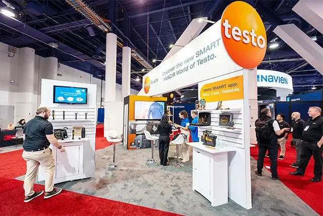 20x20 Trade Show Exhibit Rental for Testo at AHR Expo, Designed and Built by Exponents in Las Vegas, NV