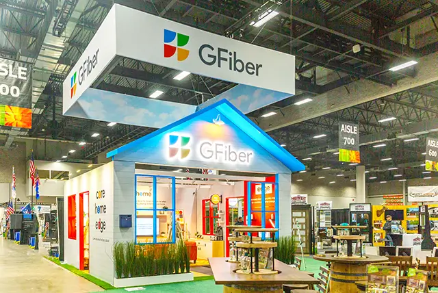 20x20 Trade Show Exhibit for Google Fiber Inc at Home & Garden Show, Designed and Built by Exponents in Des Moines, IA