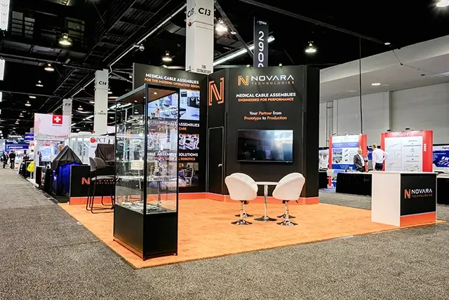 20x20 Trade Show Exhibit for Novara technologies at MD&M West, Designed and Built by Exponents in Anaheim