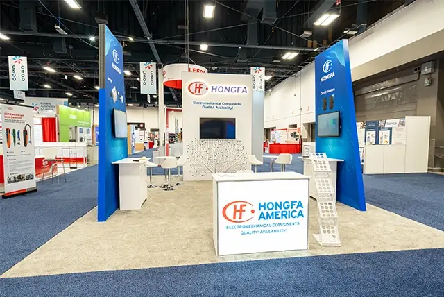 20x24 Trade Show Exhibit Rental for Hongfa America at AHR Expo, Designed and Built by Exponents in Las Vegas