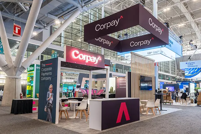20x30 Exhibit Rental for Corpay at AFP, Designed and Built by Exponents in Boston, MA