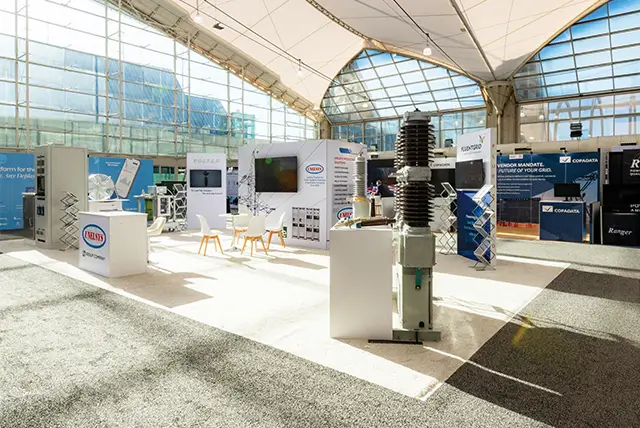 20x40 Custom Booth Rental for United Electric Systems Inc at Distributech, Designed and Built by Exponents in San Diego