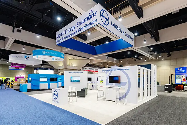 30x30 Custom Exhibit Rental for Larsen & Toubro at Distributech, Designed and Built by Exponents in San Diego
