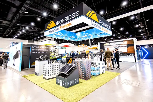 40x50 Custom Exhibit Rental for IronRidge at Intersolar, Designed and Built by Exponents in San Diego, CA