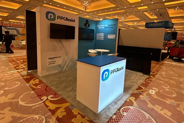 10x10 Trade Show Display for PPC Assist at Prosper, Designed and Built by Exponents in Las Vegas