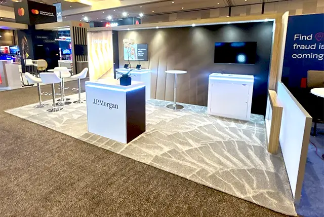 10x20 Trade Show Display for JP Morgan at Merchant Risk Council, Designed and Built by Exponents in Las Vegas, NV 