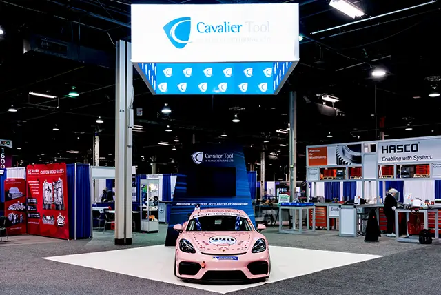 20x20 Trade Show Booth for Cavalier Tool at PTXPO , Designed and Built by Exponents in Rosemont, IL