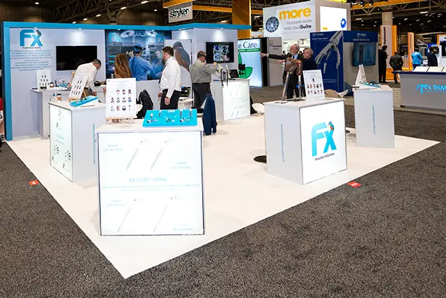 20x20 Trade Show Booth for FX Shoulder at AAOS, Designed and Built by Exponents in New Orleans, LA