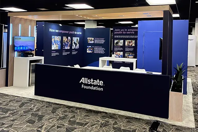 20x20 Trade Show Exhibit Rental for Allstate Insurance at SXSW EDU Expo, Designed and Built by Exponents in Austin, TX 