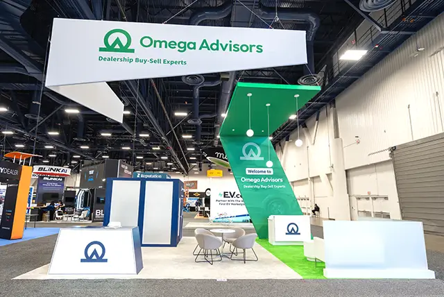 20x30 Exhibit Rental for Omega Advisors Inc at NADA, Designed and Built by Exponents in Las Vegas, NV