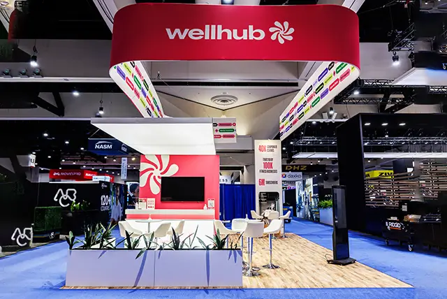 20x30 Exhibit Rental for Wellhub at HFA, Designed and Built by Exponents in San Diego, CA