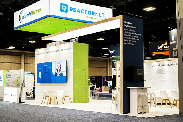 20x40 Custom Exhibit Rental for BirchStreet Systems at HITEC, Designed and Built by Exponents in Charlotte