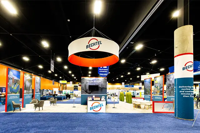 20x50 Trade Show Booth for Bechtel at Waste Management Symposium, Designed and Built by Exponents in Phoenix, AZ