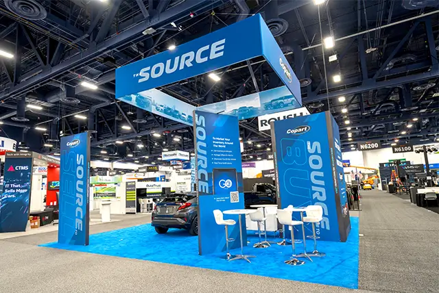 30x30 Custom Exhibit Rental for Copart at NADA, Designed and Built by Exponents in Las Vegas, NV
