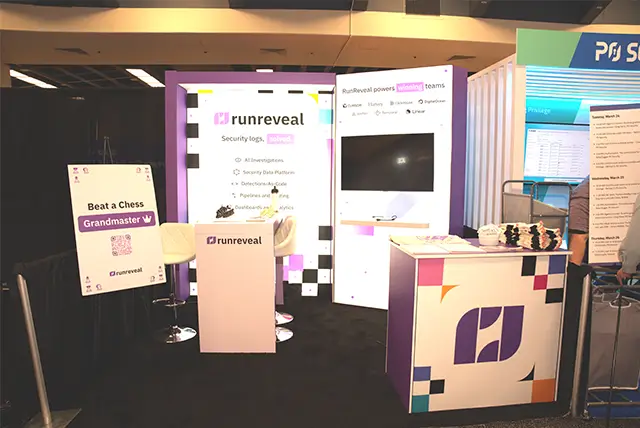 10x10 Trade Show Display Rental for RunReveal at RSA Conference, Designed and Built by Exponents in San Francisco