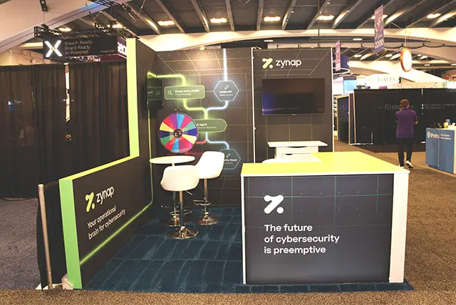 10x10 Trade Show Display for Zynap at RSA Conference, Designed and Built by Exponents in San Francisco