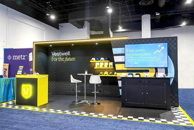 10x20 Trade Show Booth for Vestwell at NAPA 401K Summit, Designed and Built by Exponents in Tampa, FL