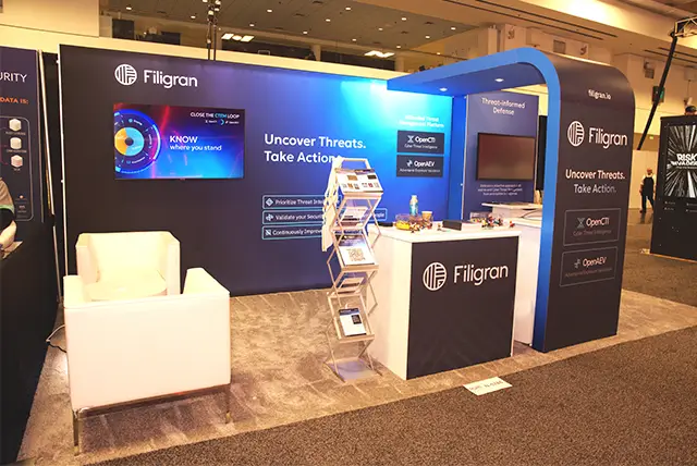 10x20 Trade Show Display Rental for Filigran at RSA Conference, Designed and Built by Exponents in San Francisco
