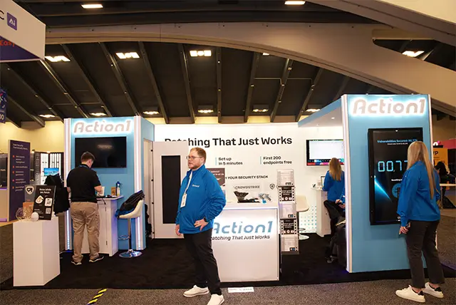10x20 Trade Show Display for Action1 at RSA Conference, Designed and Built by Exponents in San Francisco