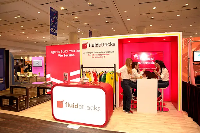 10x20 Trade Show Display for Fluid Attacks at RSA Conference, Designed and Built by Exponents in San Francisco