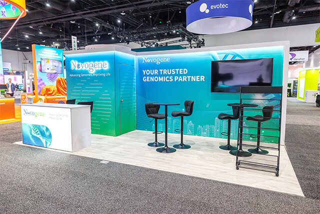 10x20 Trade Show Display for Novogene at AACR Annual Meeting, Designed and Built by Exponents in San Diego