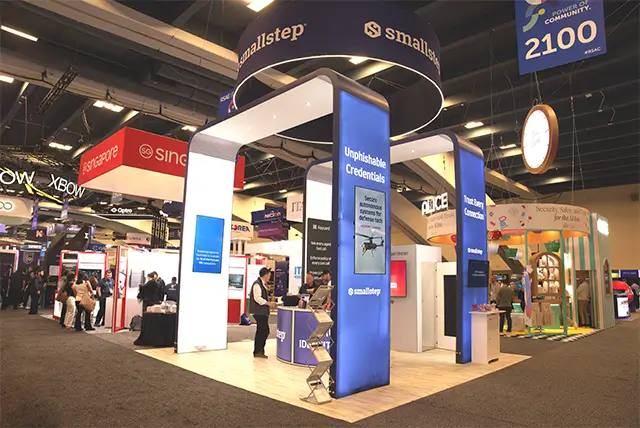 20x20 Exhibit Rental for Small Step at RSA Conference, Designed and Built by Exponents in San Francisco