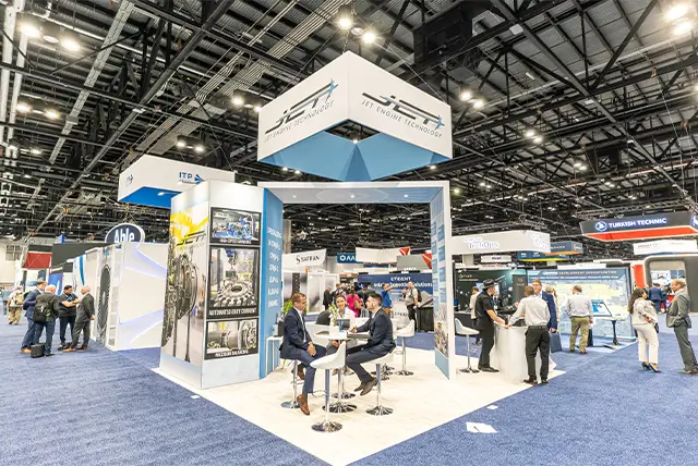20x20 Trade Show Booth for Jet Engine Technology at MRO Americas, Designed and Built by Exponents in Orlando, FL