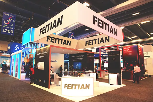 20x20 Trade Show Exhibit for FEITIAN Technologies at RSA Conference, Designed and Built by Exponents in San Francisco