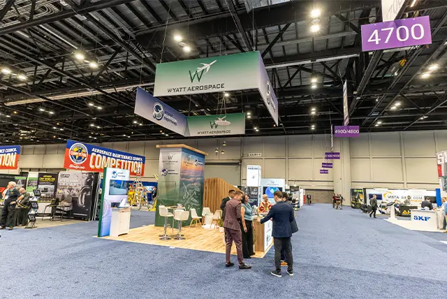 20x20 Trade Show Exhibit for Wyatt Aerospace at MRO Americas, Designed and Built by Exponents in Orlando, FL