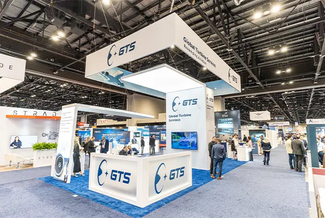 20x40 Custom Exhibit Rental for GTS at MRO Americas, Designed and Built by Exponents in Orlando, FL