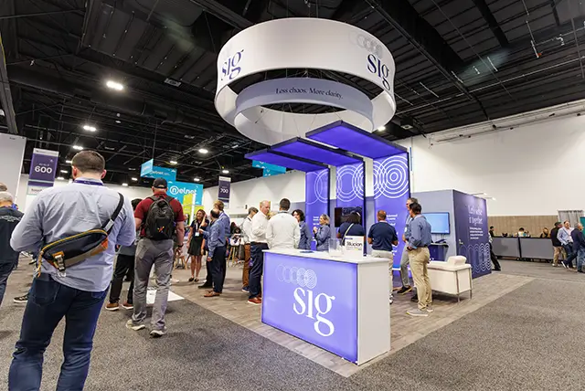 30x30 Custom Exhibit Rental for SIG at Ellucian Live, Designed and Built by Exponents in Denver, CO