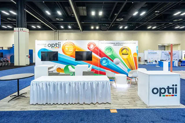 10x20 Trade Show Booth for Optii Solutions at HITEC, Designed and Built by Exponents in San Antonio