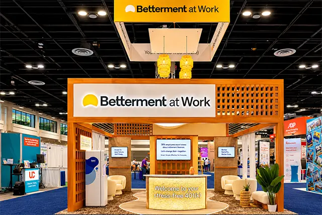 20x20 Trade Show Exhibit Rental for Betterment at SHRM, Designed and Built by Exponents in Orlando, FL