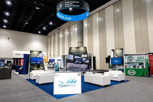 20x20 Trade Show Exhibit for Openaire at AIA, Designed and Built by Exponents in San Diego, CA